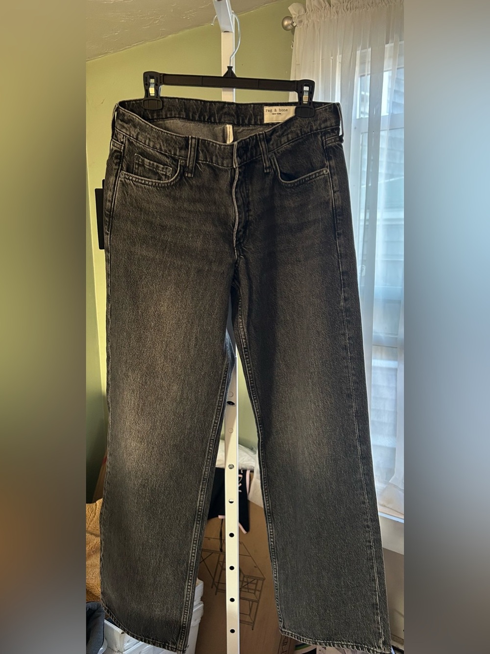 rag & bone Black Denim Low-Rise Relaxed Straight Jeans